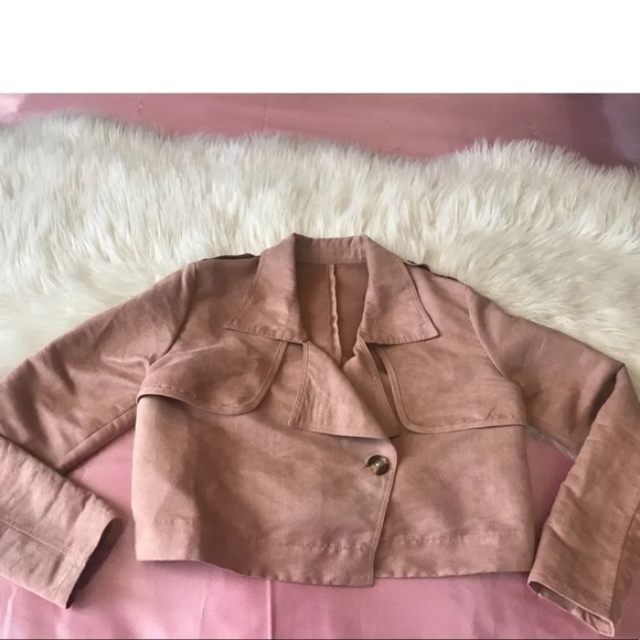 light pink moto cropped jacket - Picture 1 of 7